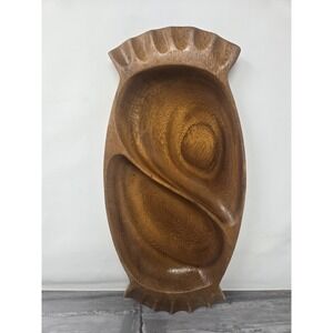 Vintage Wood Monkey Pod - Divided Wooden Bowl - 14.5" Wide - 2 Divided Sections‎